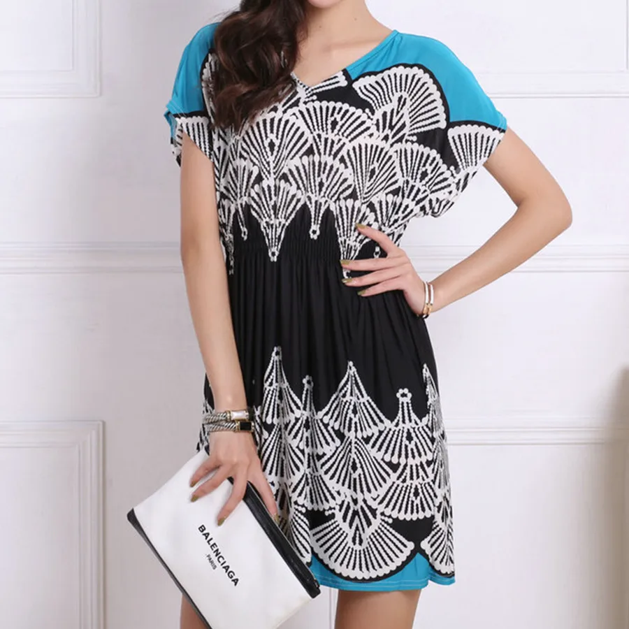 Vestido feminino, женские летние платья размера плюс,, свободные, с этническим принтом, Скейтер, рукав "летучая мышь", туника, элегантные платья