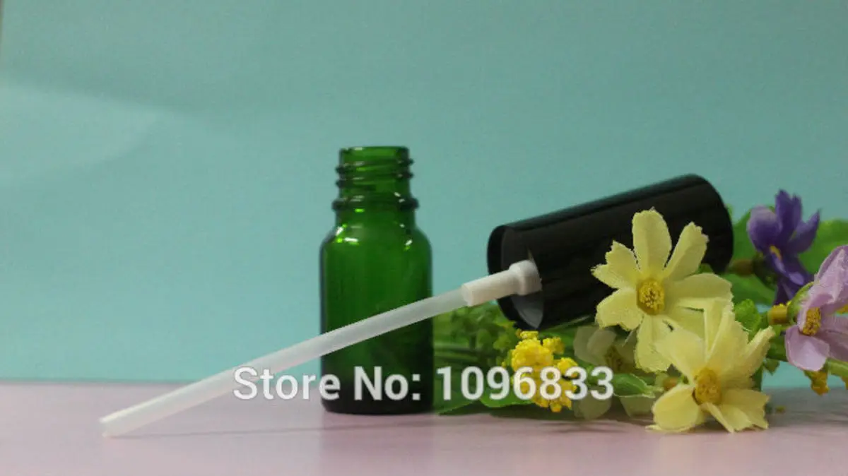 10ML Green Glass Bottle with Gold Cap Silver Cap Black Cap Cosmetic Lotion Bottle 10CC Essential oil Bottle 45pcs/Lot