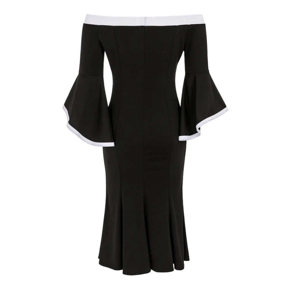 Jocelyn Катрина брендовые черные шить с расклешенными рукавами женщина рыбий хвост