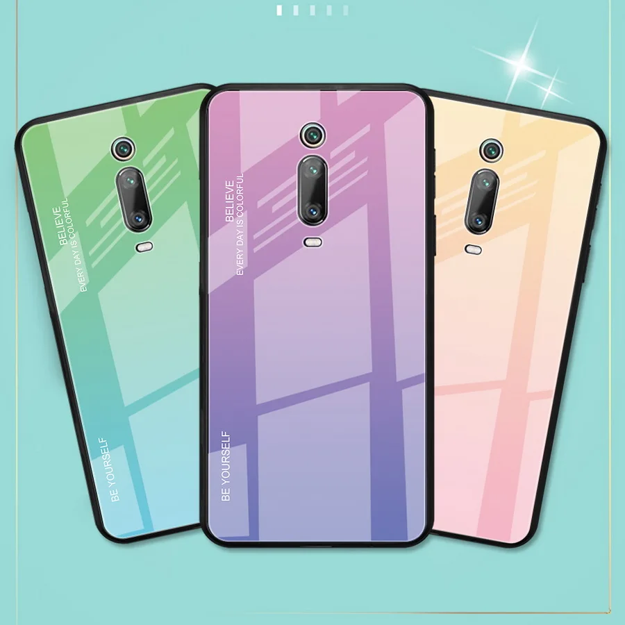 Градиентные стеклянные Чехлы для Xiaomi Redmi K20/K20 Pro чехол Mi 9 T/Mi 9T телефона защита