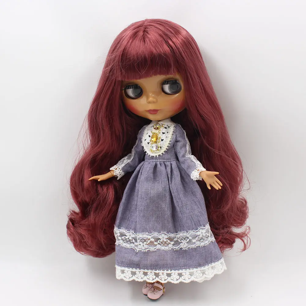 ICY DBS Blyth doll No.BL12532 Silky Wine Red hair JOINT body Chocolate skin Neo 1/6 BJD ob24 anime girl | Игрушки и хобби