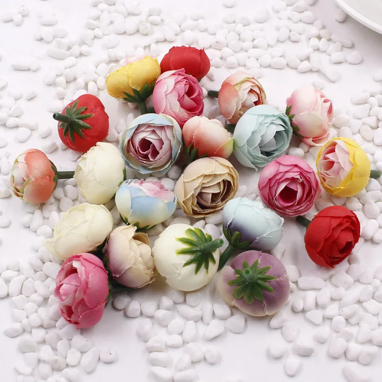 Mix Colors 10 шт. искусственный Чай бутон розы маленький цветок пиона головок Флорес свадебные украшения автомобиля DIY ВЕНОК ручной работы ремесла поддельные цветы - Цвет: Mix Colors