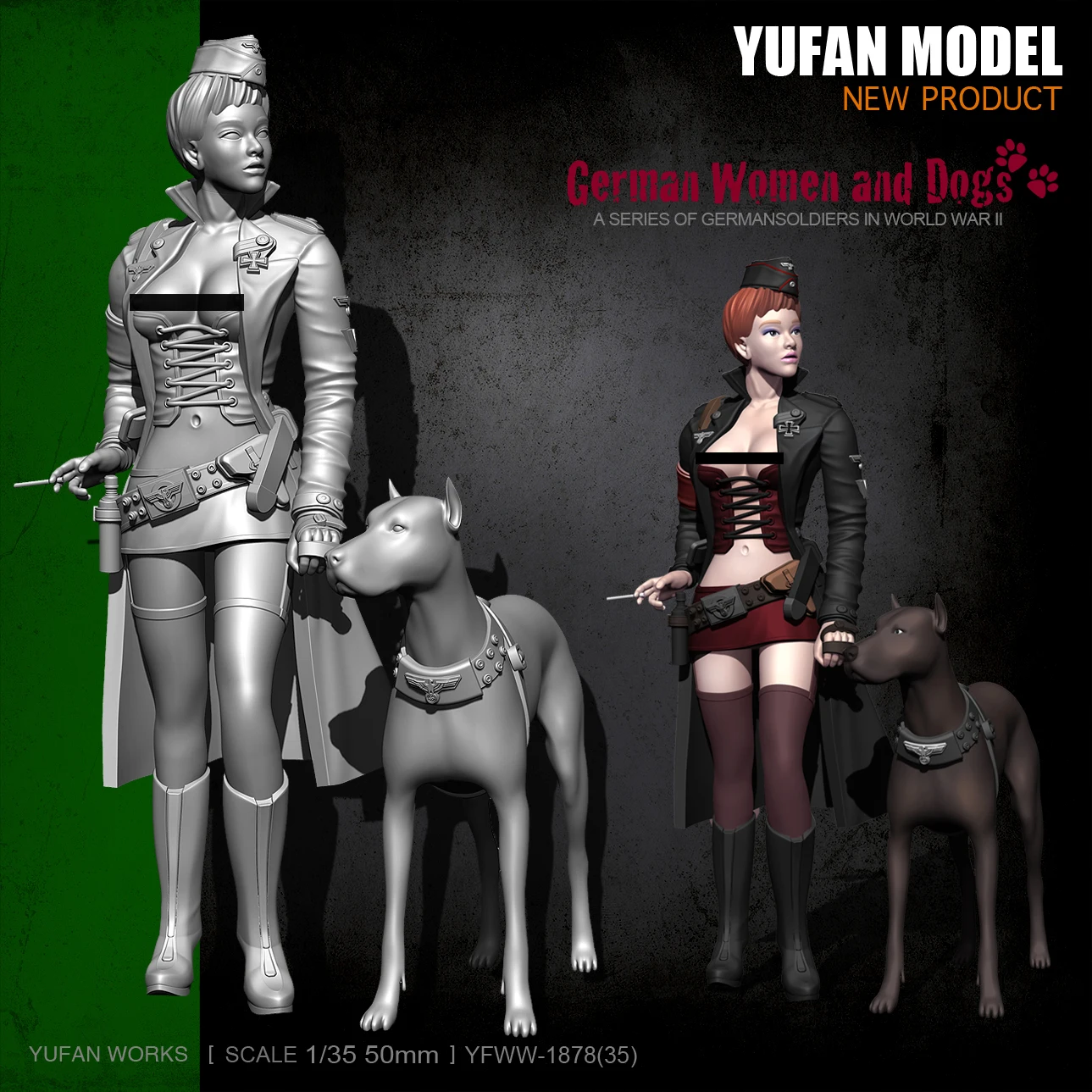 1/24 75 мм немецкая Женщина солдат и собака смола фигурка Солдат модель YFWW-1878