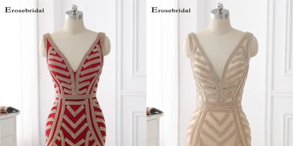 48 часов длинное вечернее платье с золотыми кристаллами Erosebridal Русалка официальная Женская одежда с коротким шлейфом vestido de festa ZLR018