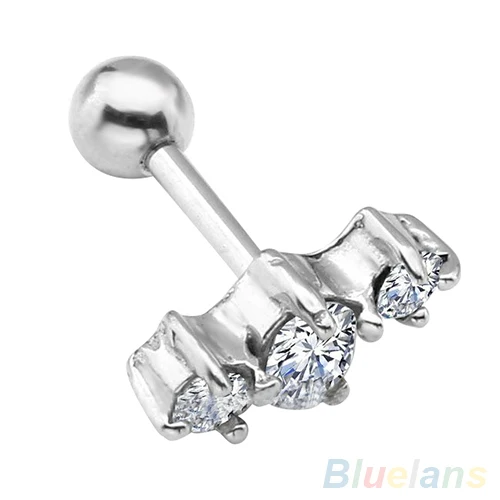1 шт. 316L хирургическая сталь прозрачный CZ драгоценный камень ушной хрящ