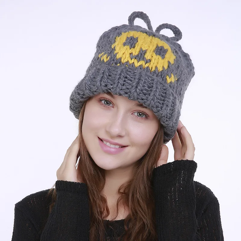 Skullies шапочки Шапки Для женщин Шапки зима теплый череп шапочка мода плед хлопок Лыжная маска для платье Меха Высокое качество Повседневное