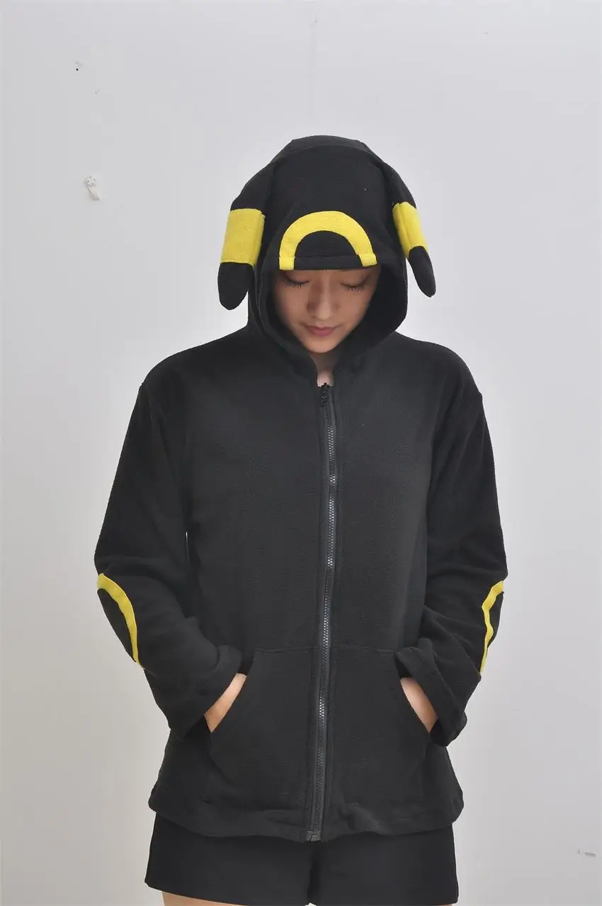 Женский черный Umbreon Толстовка Верхняя одежда куртка Косплей костюмы унисекс