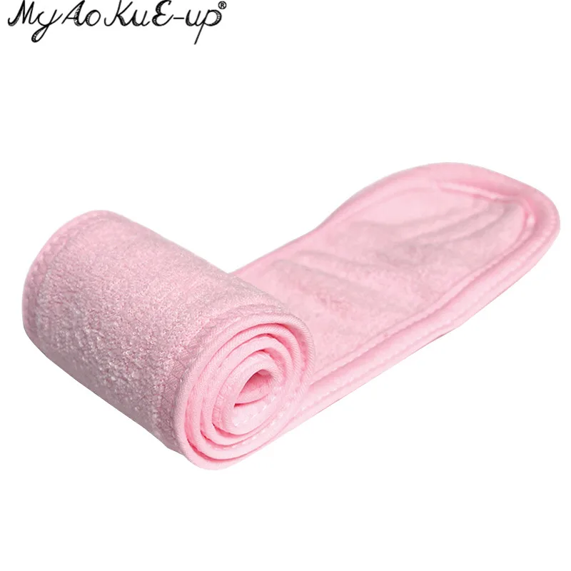 Pink Повязка на голову для лица, повязка на голову из махровой ткани, повязка на голову, растягивающееся полотенце с волшебной лентой, повязка на голову, инструменты для ресниц - Цвет: Pink