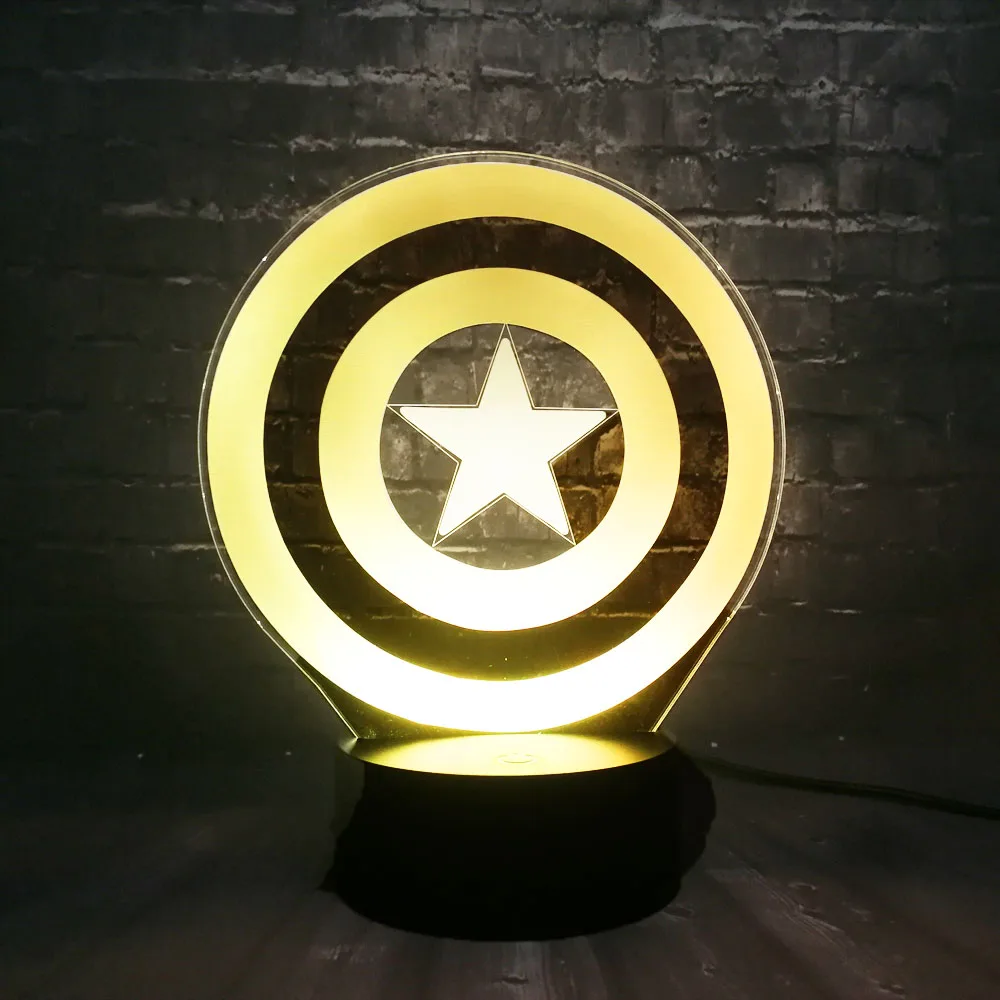 Горячий Фильм Мстители супер герой Marvel Креативный Капитан Америка щит светодиодный Зарядка светодиодный домашний декор стол Ночник подарок на день рождения