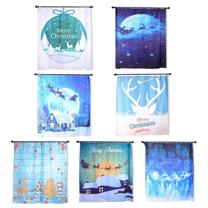 1PC Cartoon 3D Digital Printed Shower Curtains Polyester Washing Hanging Xmas Christmas Curtain 180x180cm | Дом и сад