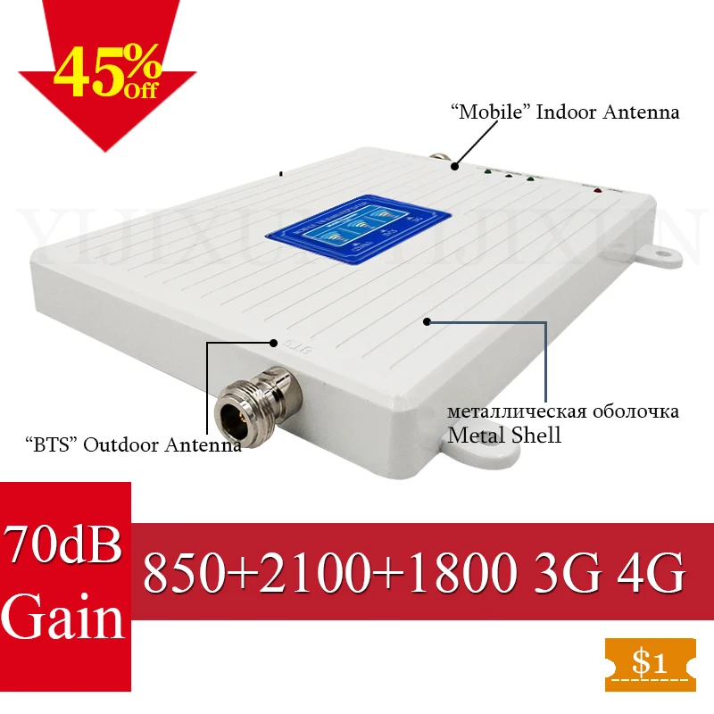 GSM 4G Repeater CDMA 850 3G 2100 WCDMA UMTS LTE 1800 Mobile Cellular Booster 2G Tri-Band Cell Phone Signal Amplifier | Мобильные