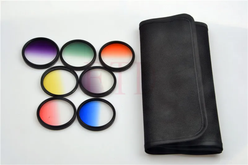 7pcs/lot 37mm Rotating Gradual grey green orange yellow red blue purple Grad color Lens Filter Kit for Canon EOS 60D 70D lens |