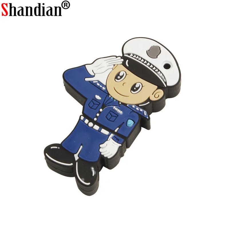 SHANDIAN Новое поступление полицейский человек usb флэш-накопитель traffice police pendrive 4 ГБ 8 ГБ 16 ГБ 32 ГБ 64 ГБ подарочная карта памяти