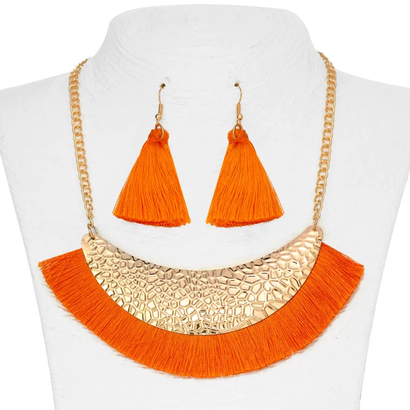 ZOSHI богемная большая бахрома Длинная подвеска ожерелье серьги набор украшений