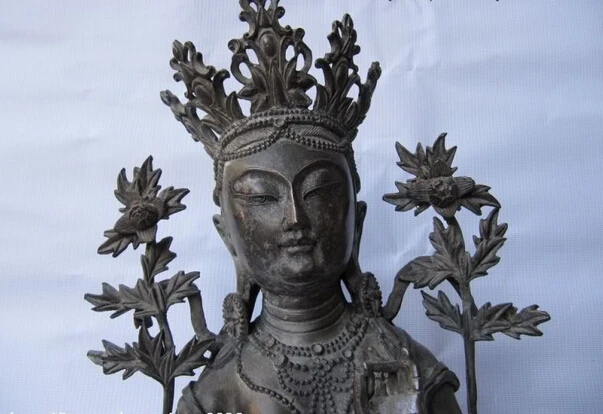 Быстрая доставка USPS к США S0655 Тибет Чистая бронза Медь падма Зеленая Тара Кван-инь