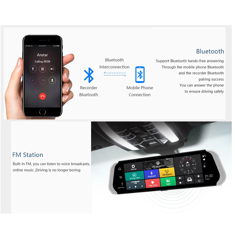 AfmoDVR 10' камера заднего вида Android Wi Fi gps навигации регистраторы с двумя s видео |