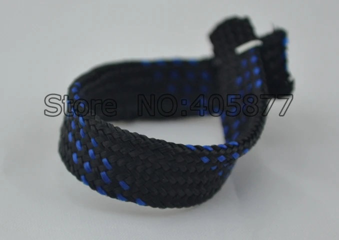 10 м 8 мм хлопковая сетка черный + синий плетеный рукав для DIY Hifi гарнитура наушники