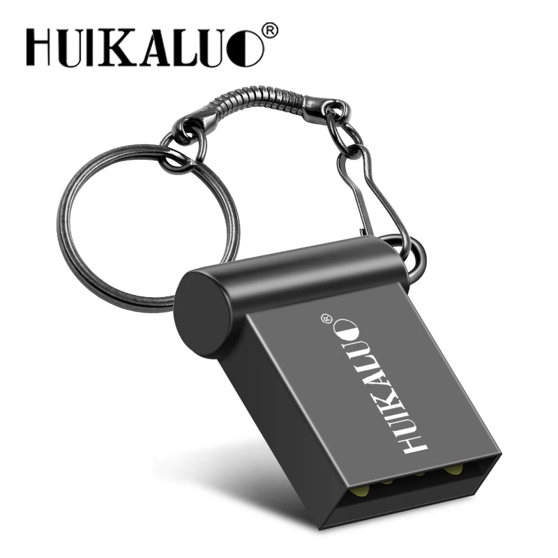Black Металлический USB флеш-накопитель, мини-накопитель, 64 ГБ, 32 ГБ, 16 ГБ, 8 ГБ, USB 2,0, флеш-диск, высокоскоростная карта памяти, флешка, бесплатное кольцо для ключей - Цвет: Black