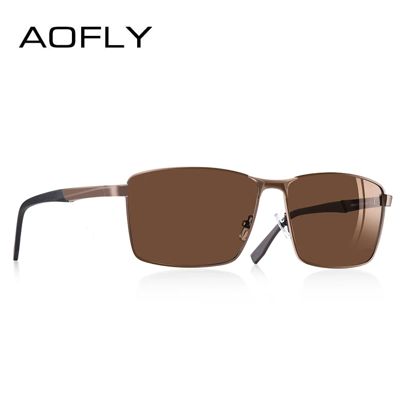 C3BROWN AOFLY, Ретро стиль, фирменный дизайн, мужские поляризованные солнцезащитные очки, квадратные, классические, мужские солнцезащитные очки, мужские очки, UV400, AF8189 - Цвет линз: C3BROWN