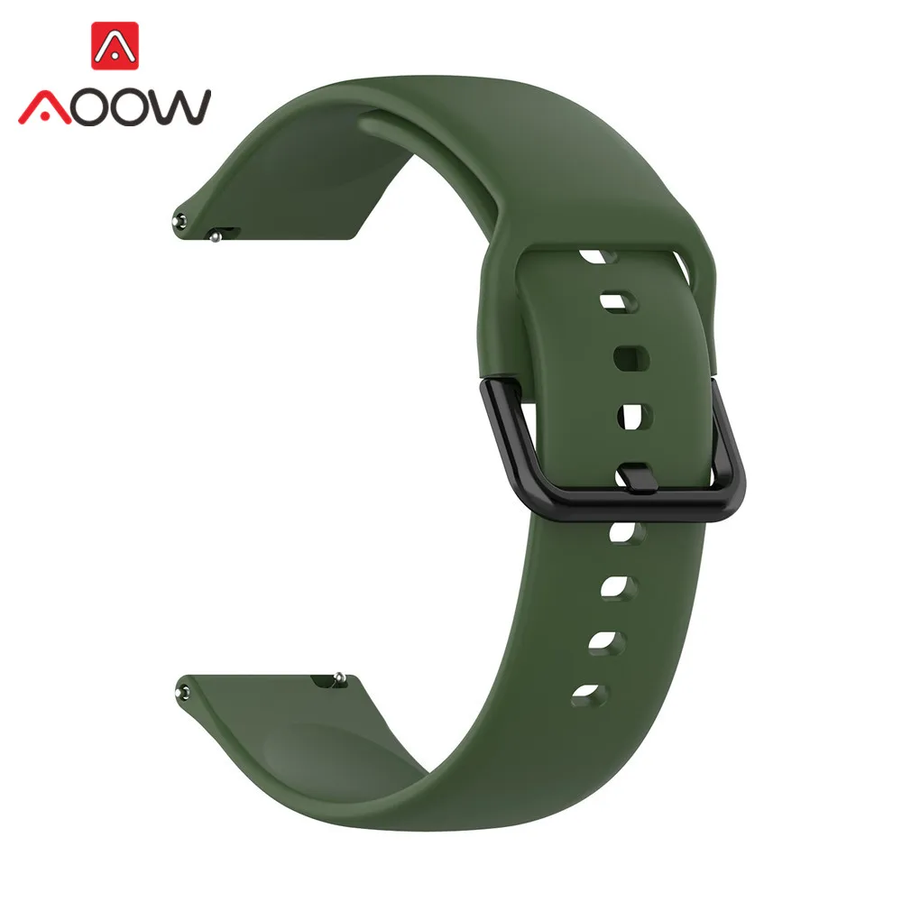 Army green 20 мм силиконовый ремешок для часов для samsung Galaxy Watch Active 42 мм Huami Amazfit bip Garmin gear S2 быстросъемный браслет - Цвет ремешка: Army green
