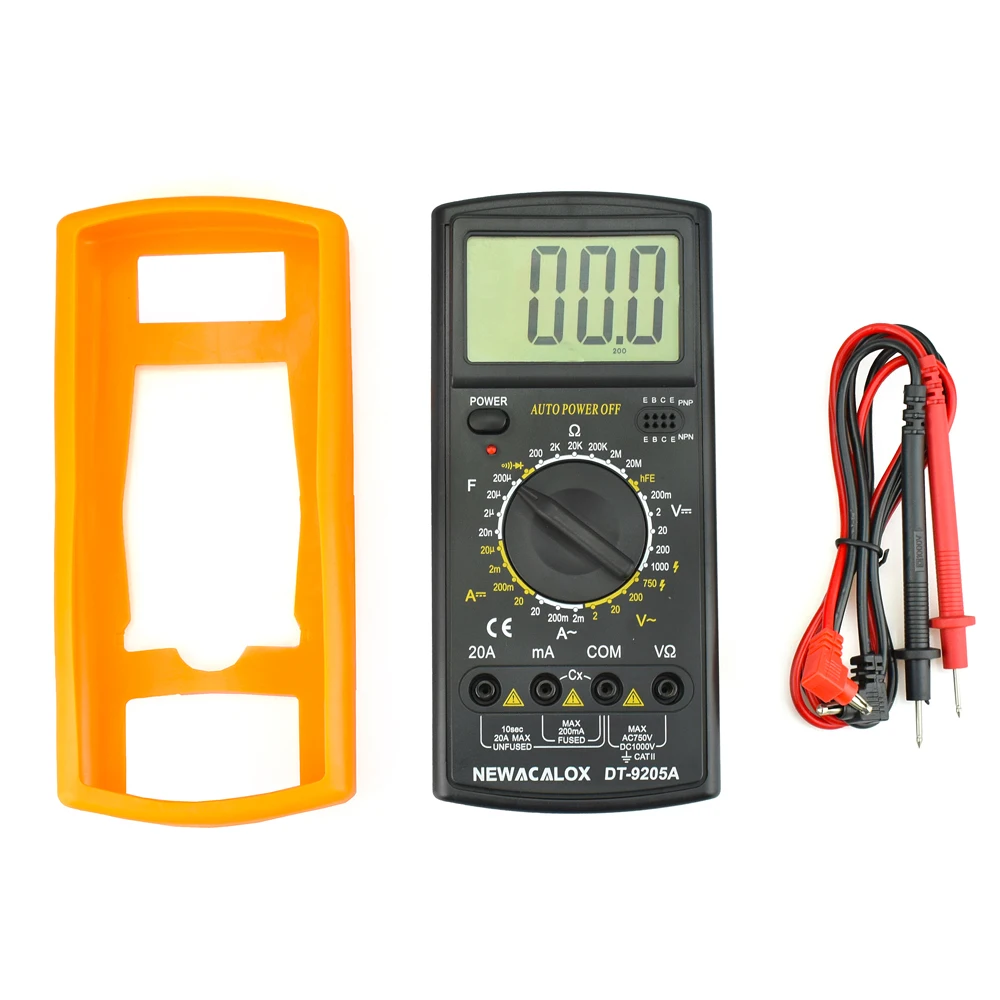NEWACALOX Электрический цифровой мультиметр DT9205A ЖК-дисплей AC DC Автоматический мультиметр Амперметр Сопротивление измеритель емкости инструмент для ремонта