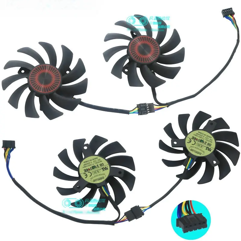 2fans EVERFLOW 1set Для ASUS GTX1060-03G GTX960 видеокарта вентилятор охлаждения T128010BH T128010SH FD7010H12D FD7010H12S - Цвет лезвия: 2fans EVERFLOW 1set