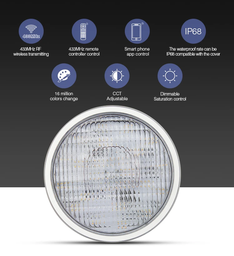 Miboxer 27 Вт RGB+ CCT PAR56 светодиодный светильник для бассейна AC12V/DC12-24V IP68 подводная лампа; FUT086 8-зона 433 МГц пульт дистанционного управления