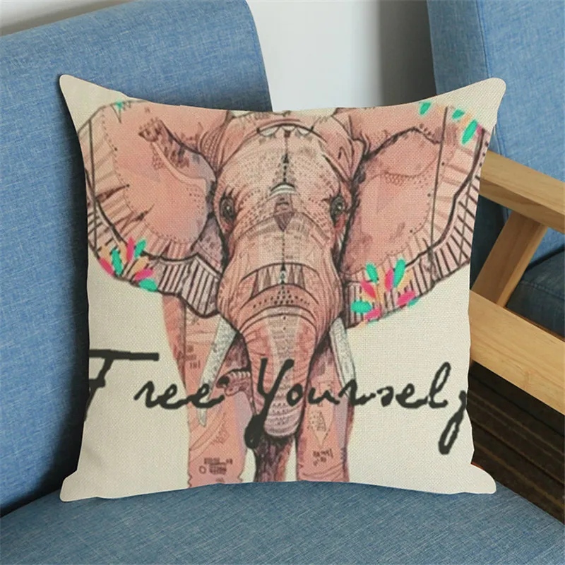 Love animals elephant leo colorful painting Pillow case Cushion Cover sofa hotel club coffee shop chair home Decorations gift | Дом и сад