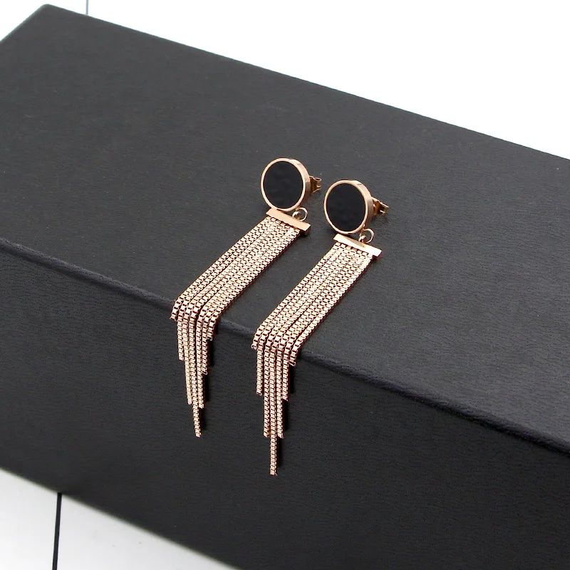 Серьги женские круглые из титановой стали розового золота | Украшения и