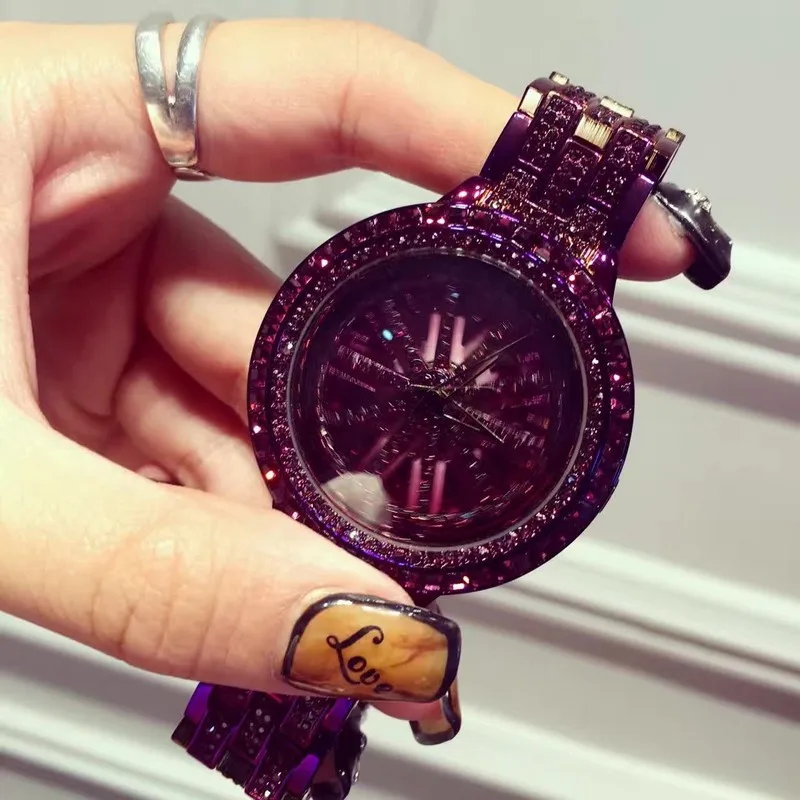 2020 Роскошные Брендовые женские часы полностью алмазные вращающиеся наручные с