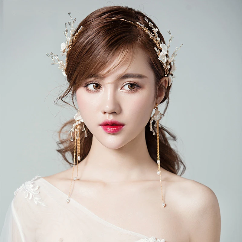 

Luxury Shell Flower Bridal Hairband Handmade Wedding Head Prom Party Accessories