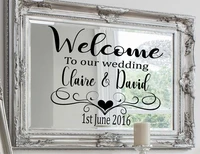 custom wedding decal personalized bride and groom namedatewelcome to the wedding sign sticker art decor gift mirror mural we16