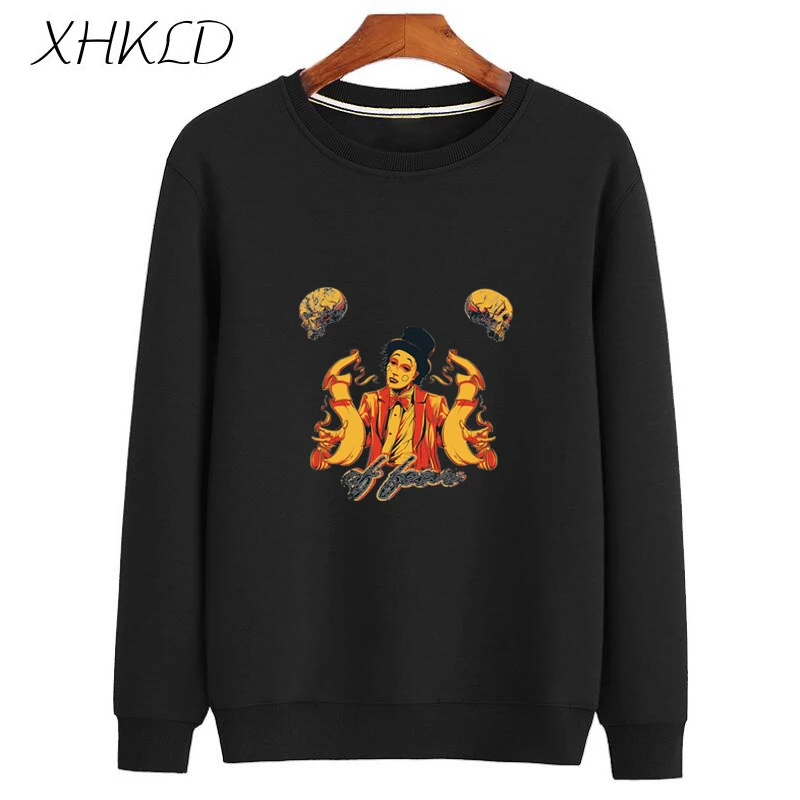 XHKLD зима длинный рукав свободный пуловер с круглым вырезом Толстовка Harajuku печати