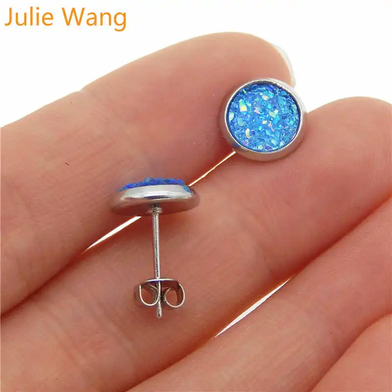 Julie Wang 100 шт. 8 мм обратная сторона из смолы друзы круглые Кабошоны камея для