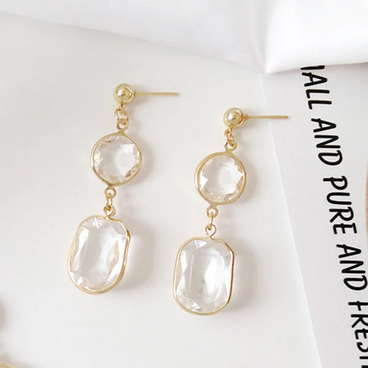 stud Pierced earring Геометрические белые прозрачные квадратные полимерные клипсы для ушей, серьги-клипсы неправильной формы, серьги без отверстия для пирсинга - Окраска металла: stud Pierced earring