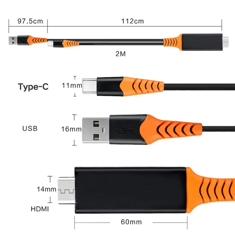 Тип-c к hdmi с экраном телефон подключение ТВ дисплей тип-c 4K блоком питания для samsung