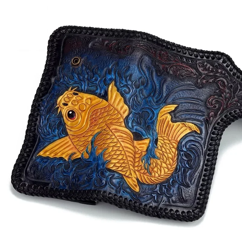 Мужской кошелек с ручной гравировкой из натуральной коровьей кожи|wallet male|designer