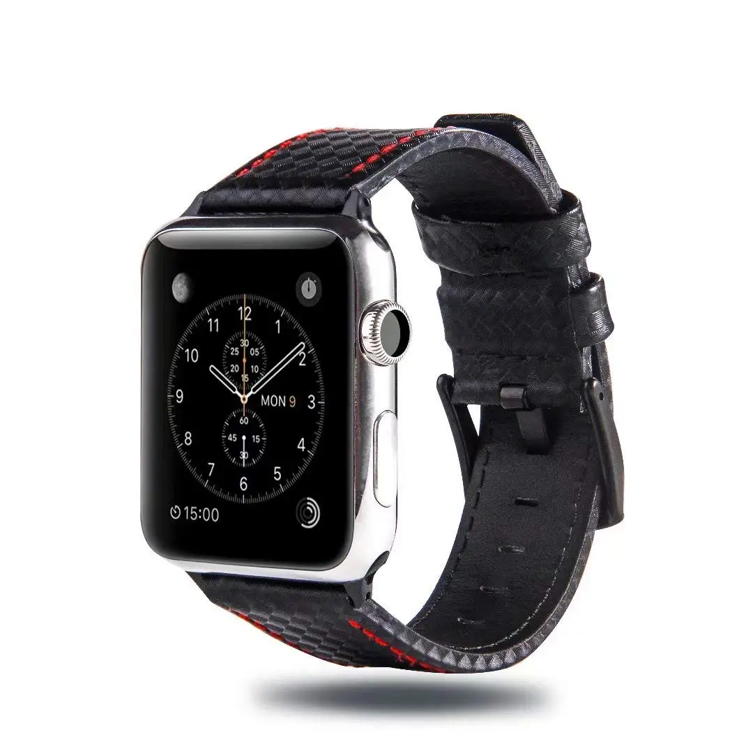 Роскошный ремешок для Apple watch 44 мм 40 мм iWatch 42 мм 38 мм углеродное волокно+ кожаный ремешок для часов Браслет Apple watch 4 3 2 1