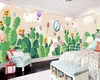 beibehang custom wallpaper hand painted cactus childrens room background wall home decoration living room bedroom 3d wallpaper