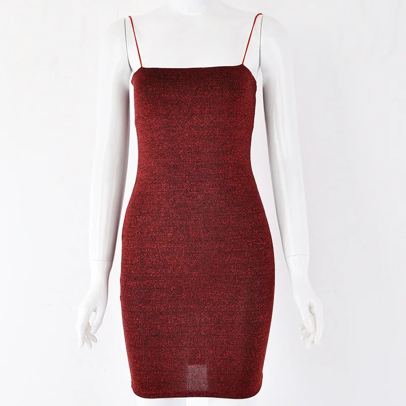 Женское короткое платье на бретелях-спагетти без бретелек с открытой спиной -