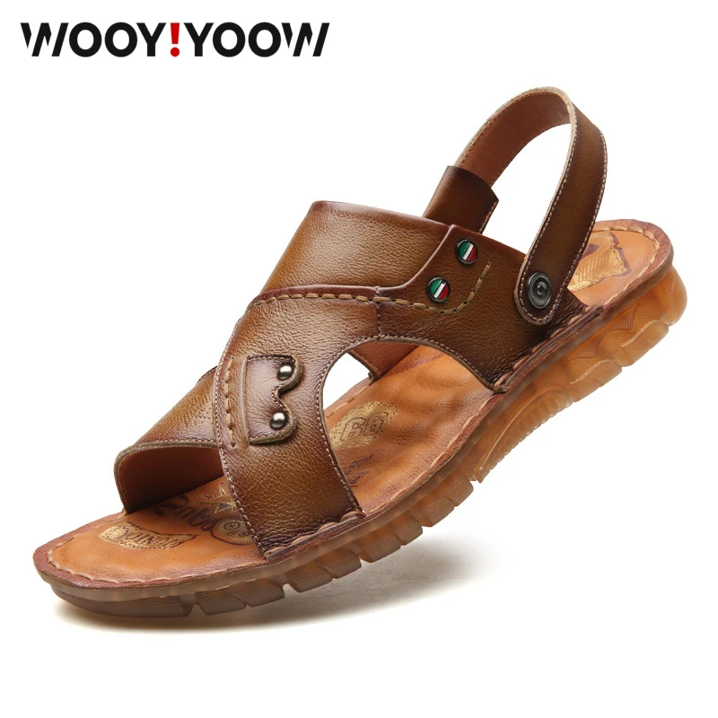 WOOY! Yow/пляжная обувь из воловьей кожи Новинка летние мужские повседневные