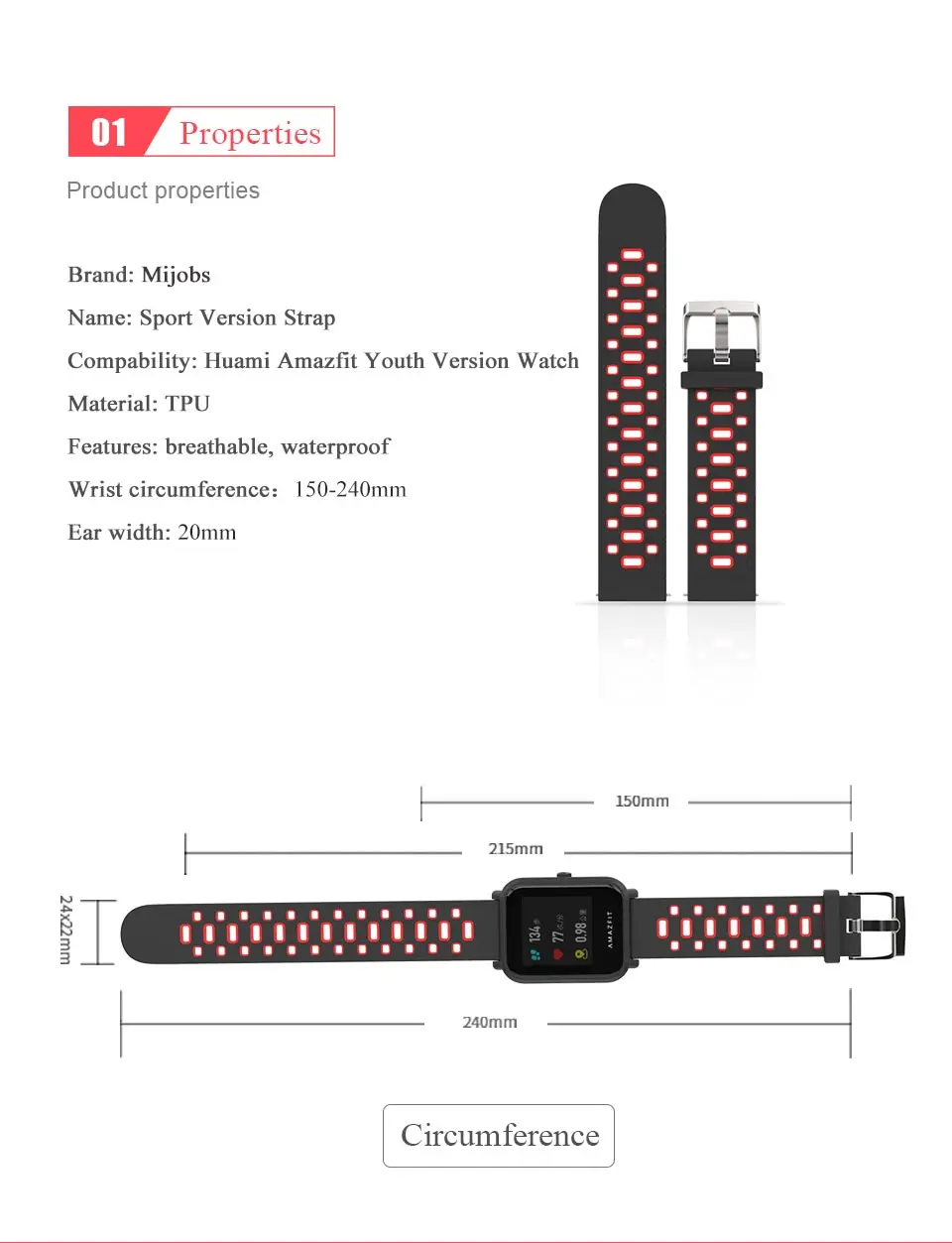 Спортивный силиконовый ремешок Mijobs 20 мм для Xiaomi Huami Amazfit GTR Bip BIT PACE Lite Youth gts Smartwatch Correa ремешок