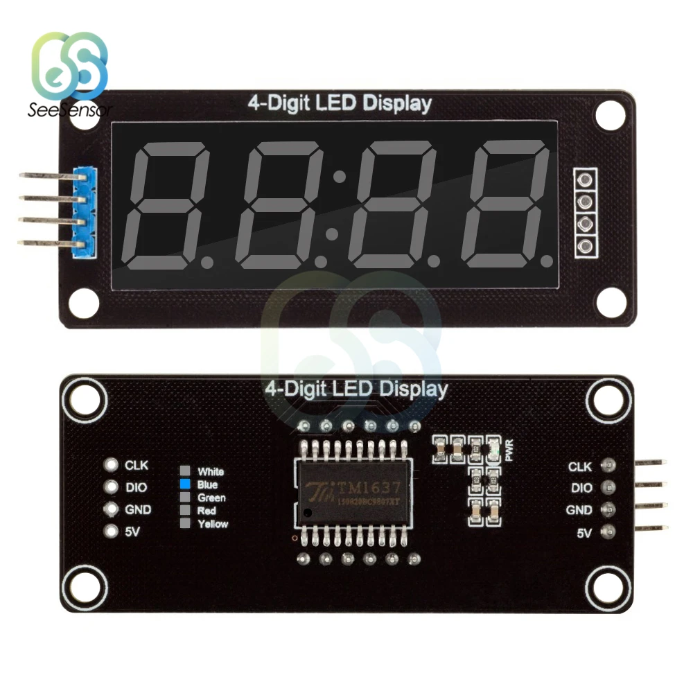 TM1637 0.56 Inch Digital Clock LED Display Tube 4 Digit Decimal 7 Segments Double Dots Module Blue 0.56&quot | Дом и сад