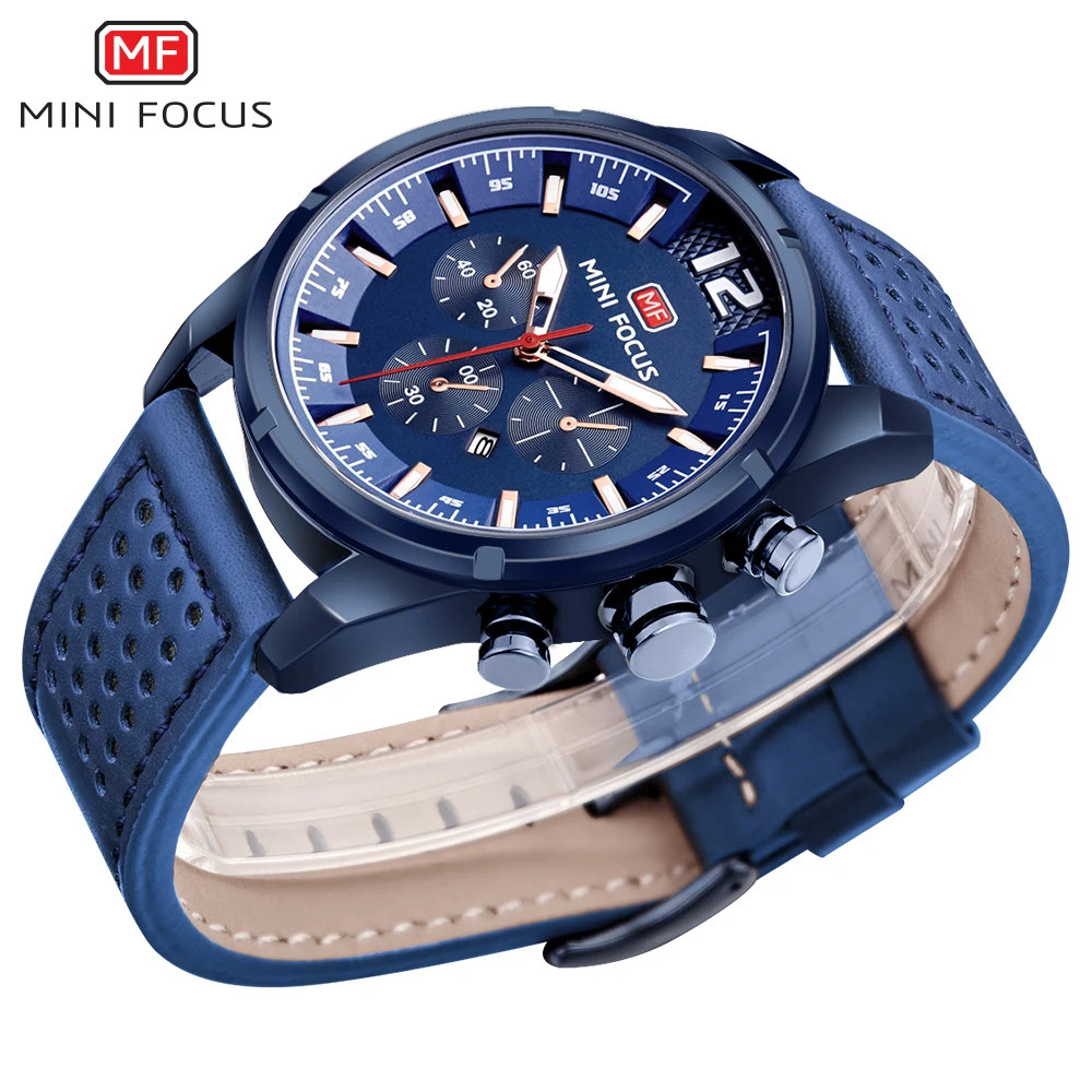 Мини фокус Топ бренд Роскошные мужские часы из натуральной кожи ремешок