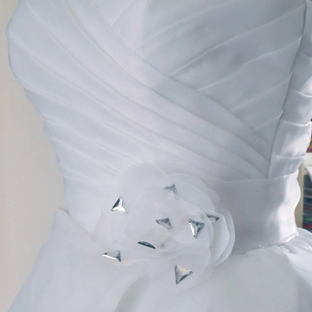 

E JUE SHUNG White Organza Sweetheart Ball Gown Cheap Wedding Dresses Lace Up Back Wedding Gowns vestido de noiva