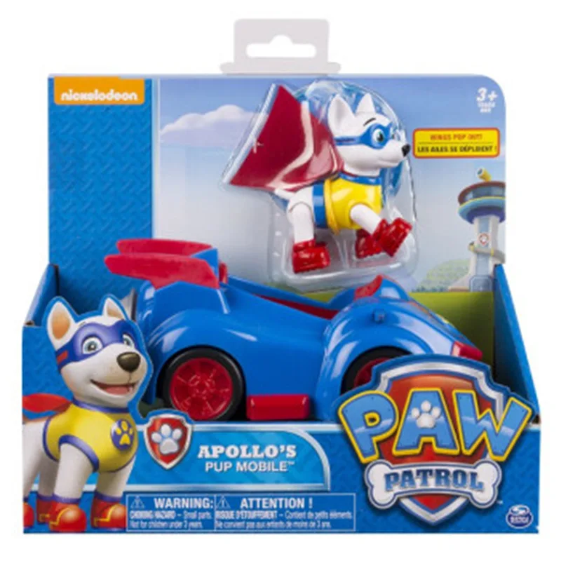 Apollo Box Натуральная кожа с принтом из мультфильма «Щенячий патруль игрушечный автомобиль Apollo трекер имеет коробок Райдер Скай прокрутки экшн-фигура аниме модель игрушки из ПВХ для Детский подарок - Цвет: Apollo Box