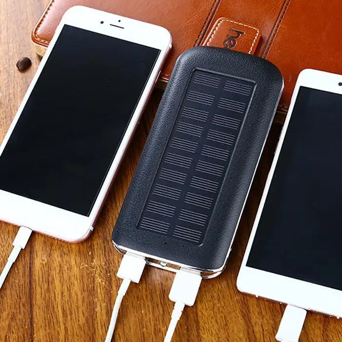 20000 мАч солнечная батарея Внешний аккумулятор повербанк двойной USB светодиодный