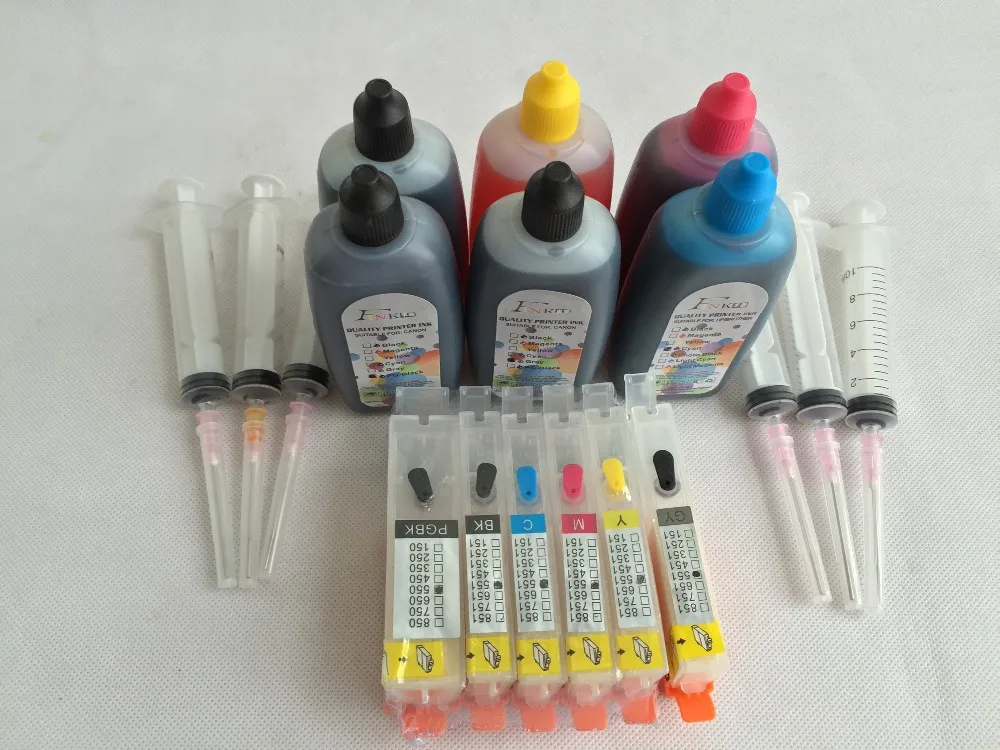 6 color PGI-850 Refillable Ink kit for Canon PIXMA MG6380 MG7180 iP8780 MG7580 printer with ARC chip UV paper grey dye ink | Компьютеры и