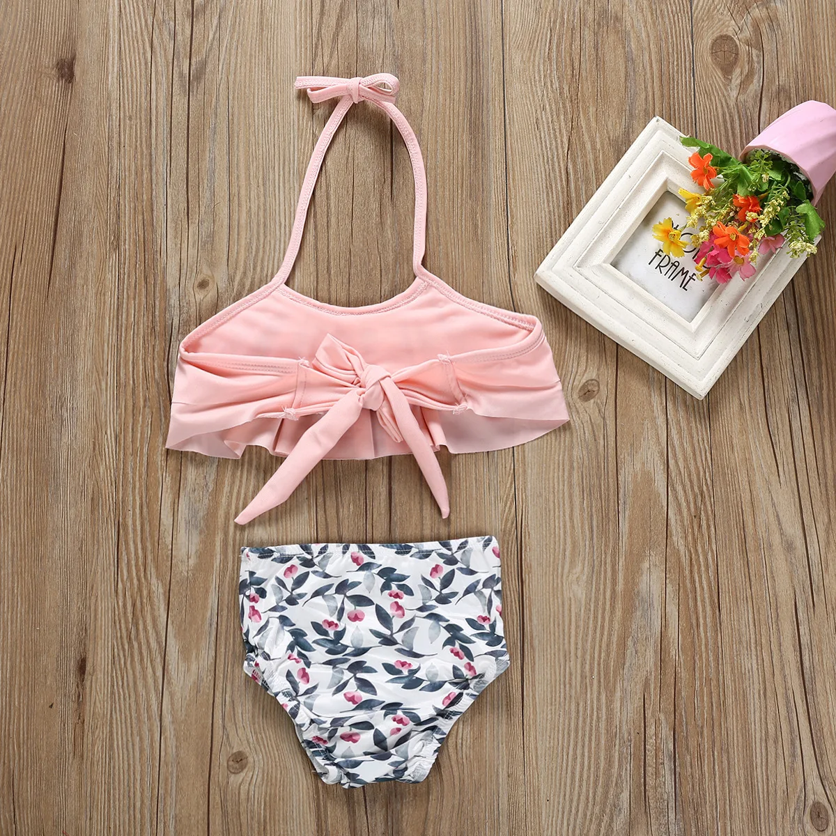 2019 Модный Купальник обувь для девочек купальник из двух частей Дети оборками