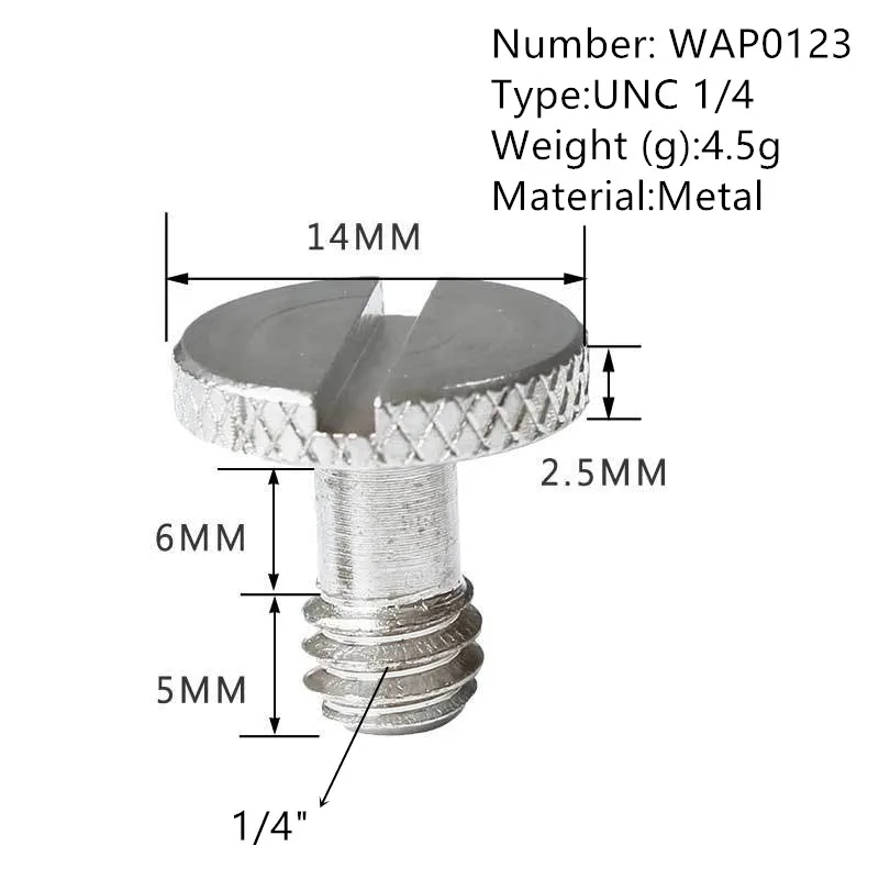 WAP0123-14 Jadkinsta 1/4 3/" с плоской головкой, винтовой адаптер с резьбой для крепления камеры, адаптер для штатива DSLR камеры, светильник - Color: WAP0123-14